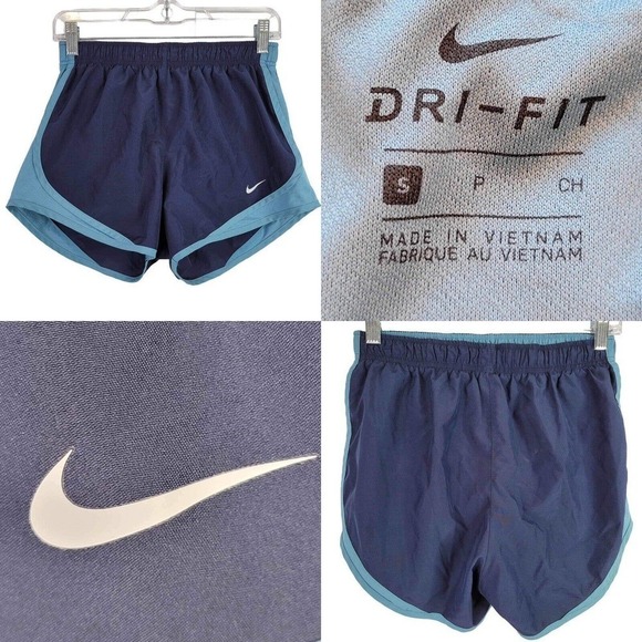 Nike Dri Fit Running 3” Shorts Women's Small Blue Navy High Rise Lined - Picture 1 of 10